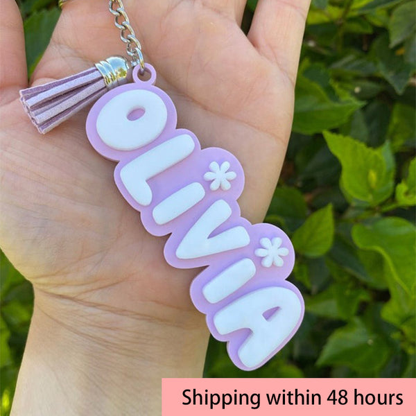 Personalized Keychain, Acrylic Name Tag, Pastel Keychains