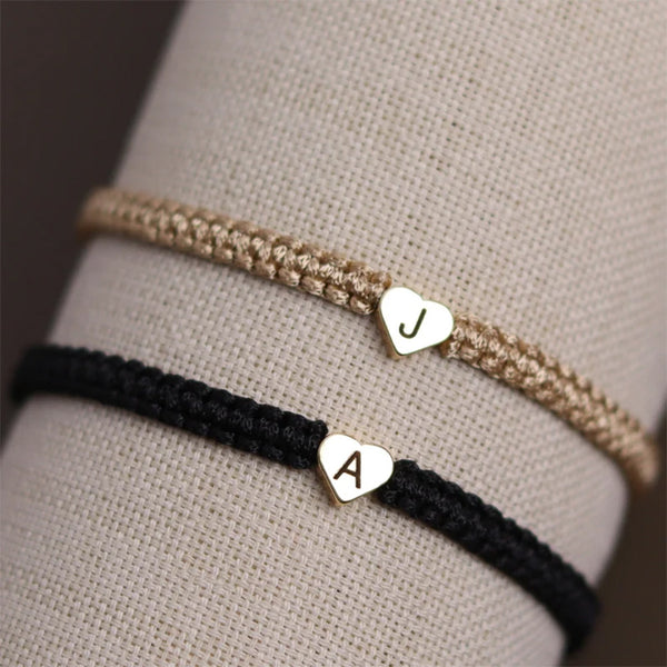 Set of 2 Custom Engraved Initial Bracelets for Couples and Friendships
