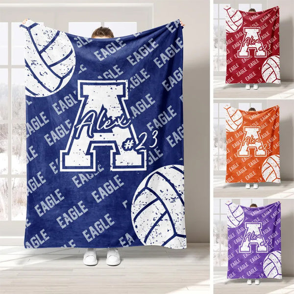 Personalized Volleyball Blanket, Custom Name Number Soft Cozy