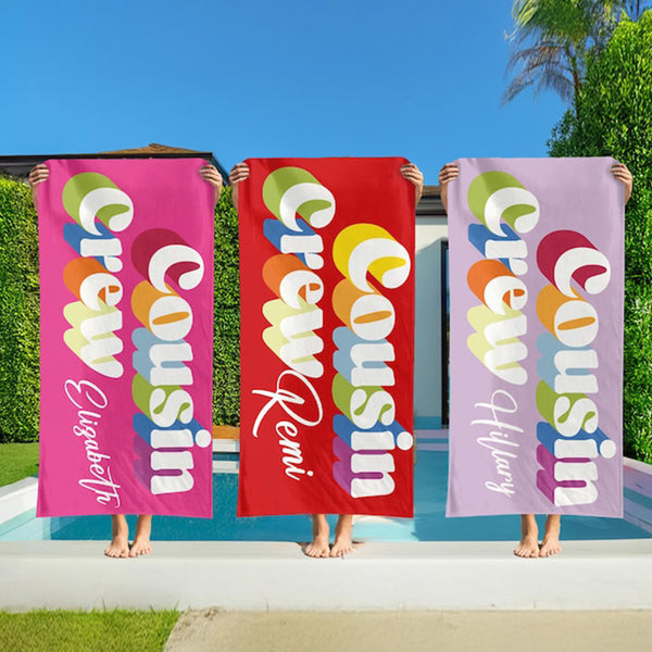 Cousin Crew Beach Towel, Summer Beach Gift For Cousin