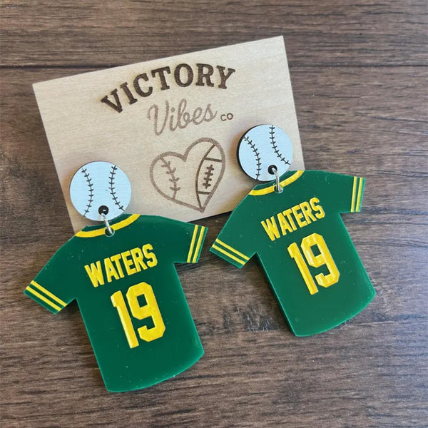 Custom Baseball Number Jersey Earrings, Personalized Baseball Jewelry