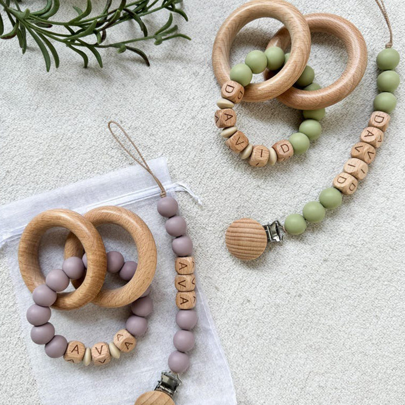 Customized Pacifier Clip and Rattle set|Custom Baby shower Gift ...