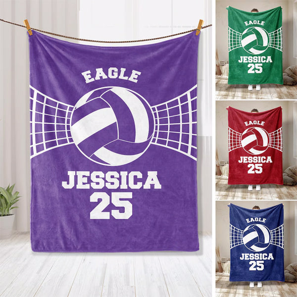 Personalized Volleyball Blanket, Custom Name Number Soft