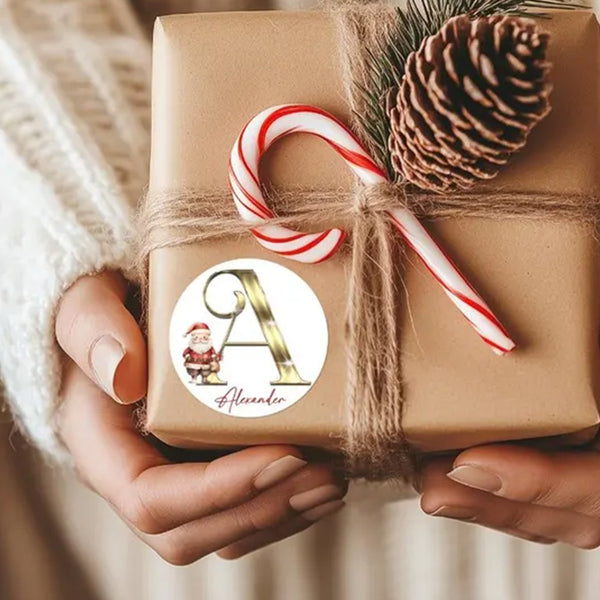 Personalized Santa Hat Stickers - Custom Christmas Stickers