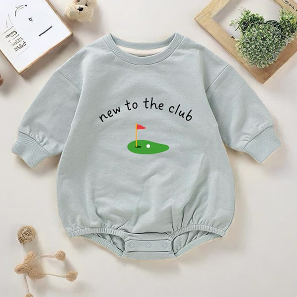 New To The Club Golf Baby Bubble Romper|First Birthday Baby Romper