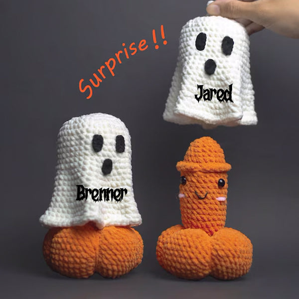 Personalized Surprise Halloweenie Ghost, Crochet Giant Halloweenie