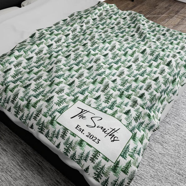Personalized Christmas Trees Blanket Custom Name Blanket