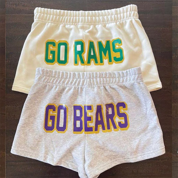 Custom college motto phrase gameday sweat shorts