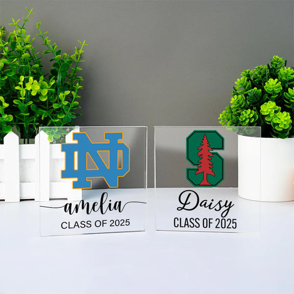 Personalized University Logo Acrylic Plaque,Custom Name Desk Plate