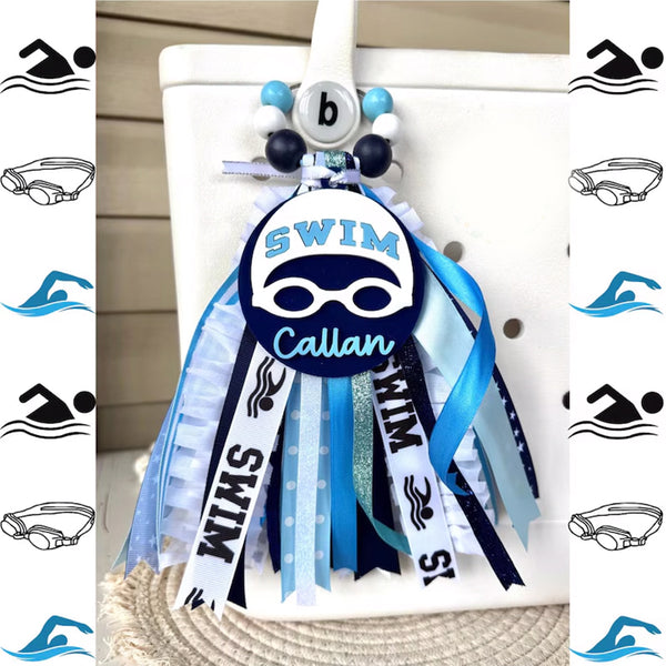 Swim Tassel Charm - Personalized Swimmer Bag Tag