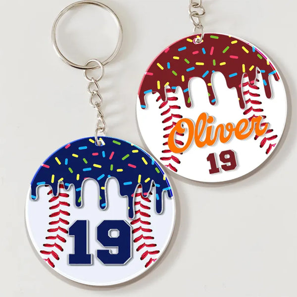 Personalized Baseball Lovers Gifts, Custom The Drip Baseball Keychain