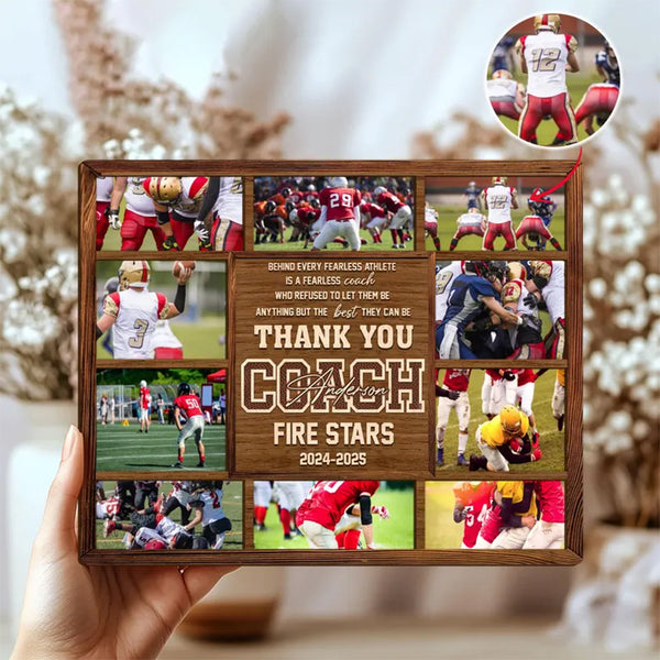 Personalized Football Wooden Plaque, Custom Photo On Wood