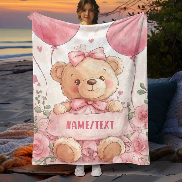 Custom Cute Pink Teddy Bear with Personalized Name
