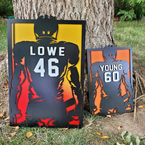 Personalized Football Player Silhouette Plaque Custom Team Graduation Gift