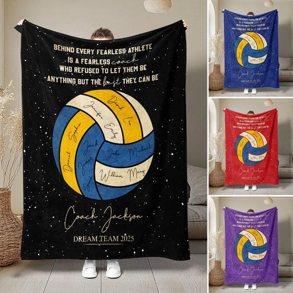 Personalized Volleyball Coach Blanket, Custom Name Soft Cozy Sherpa Fleece Throw Blankets