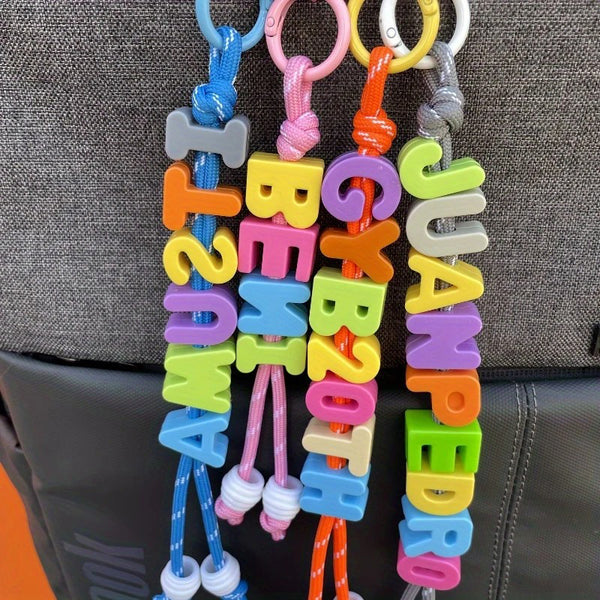 Personalized Name/Number Beaded Keyring Charm
