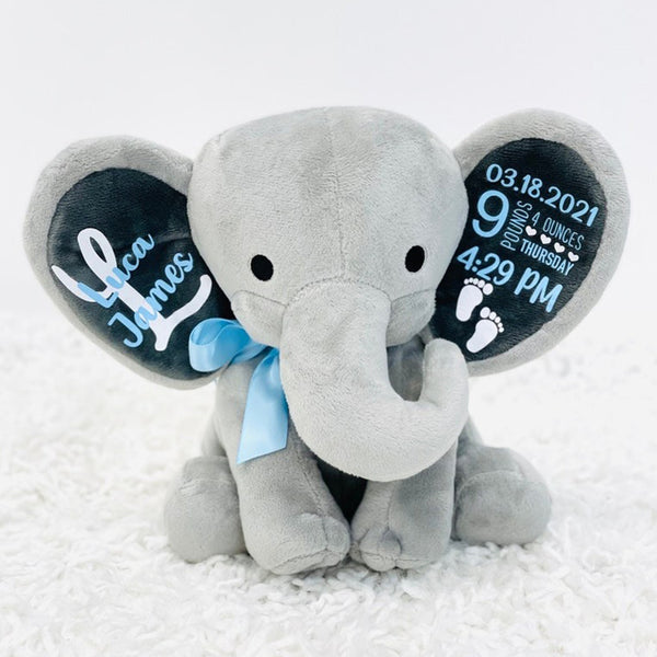 Personalized elephant, stuffed animal gift, baby shower gift, newborn gift
