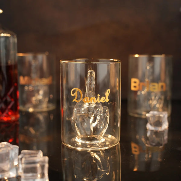 Personalized Funny Middle Finger Whiskey Glass