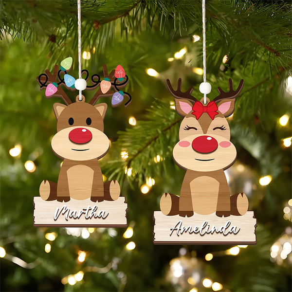 Personalized Christmas Reindeer Pendant - Custom Name/Text