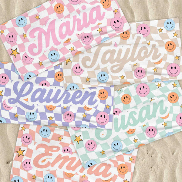 Colorful Kids Beach Towel Personalized