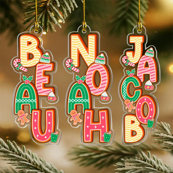 Custom Baby Name Letter Christmas Ornament