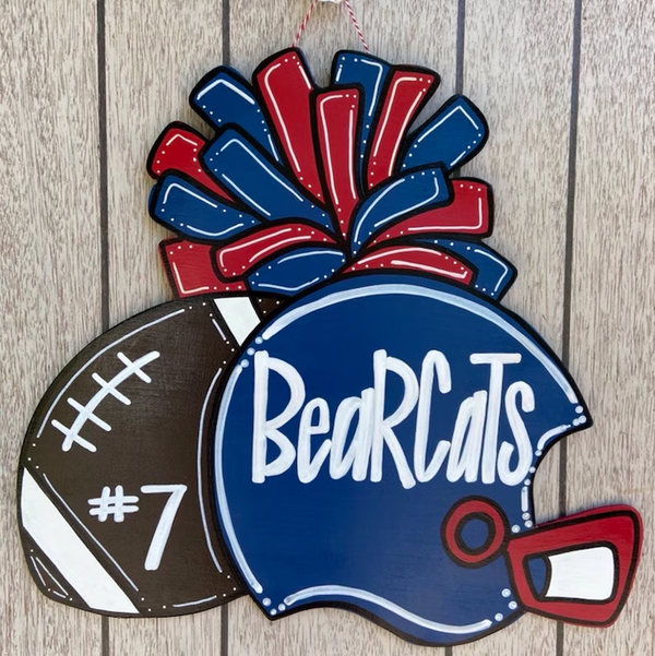 Hand Painted Custom Personalized Football Cheerleader Game Day Door Hanger