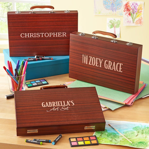 Personalized Art Set -  Deluxe Art Set w/Wood Carrying Case