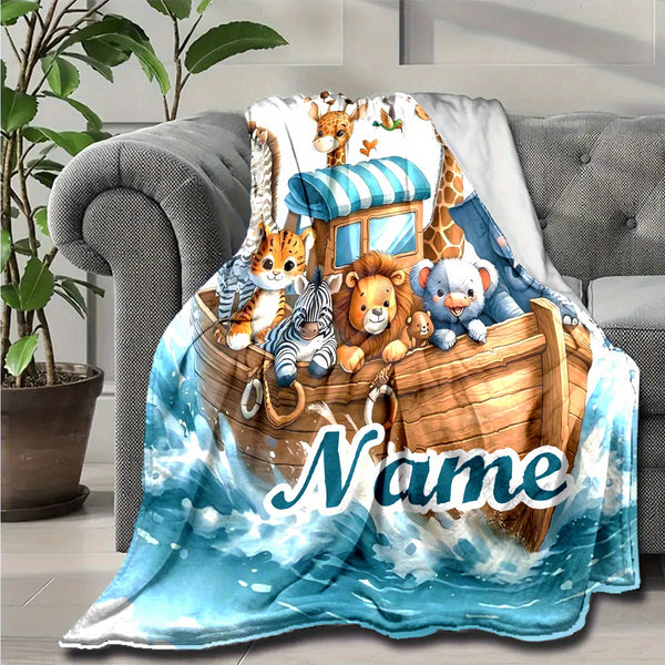 Personalized Animal-Themed Flannel Blanket