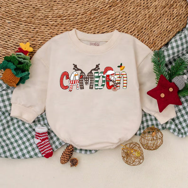 Custom Name Christmas Baby Romper