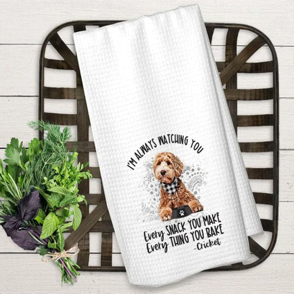 Personalized Dog Kitchen Towel, Every Snack You Make Dog Gift, Doodle Decor For Dog Owner, Housewarming Present