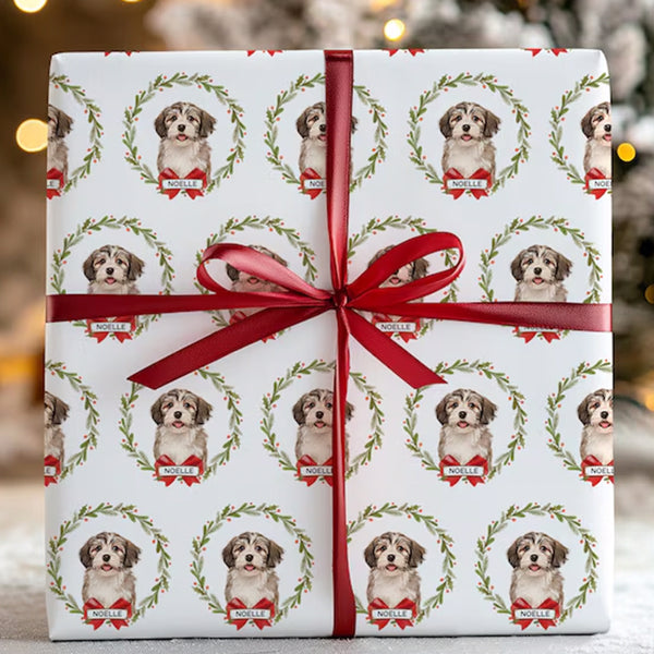 Custom Wrapping Paper Using Pet Photo Personalized Dog Christmas Wrapping Paper