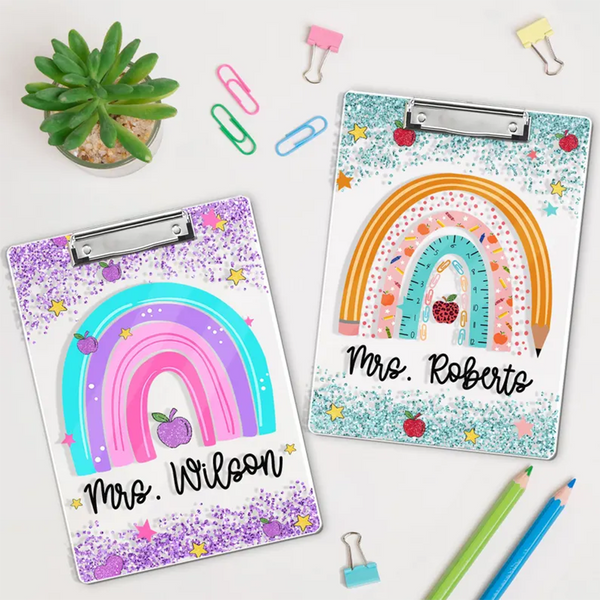 Personalized Teacher Appreciation Gifts, Custom Rainbow Teacher Clipboard