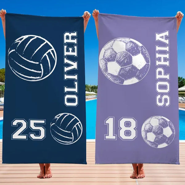 Custom Athletic Beach Towel, Sports Lover Pool Towel