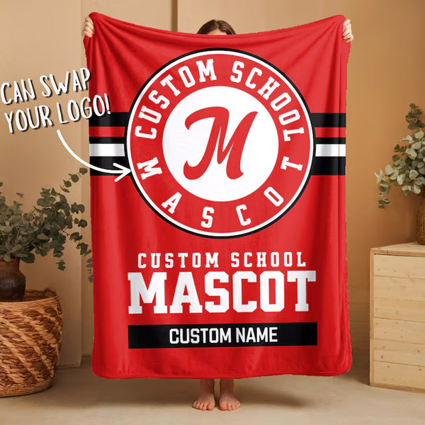 Custom Team Blanket, School Sport Team Logo Personalized Blanket With Name