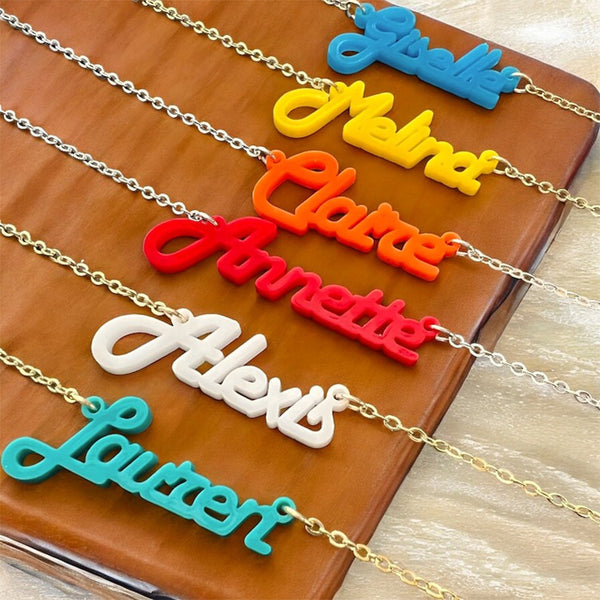 Acrylic Name Necklace Personalized Nameplate Necklace