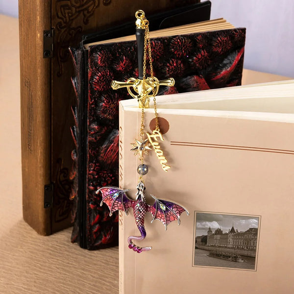 Personalized Dragon Sword Bead Star Fantasy Bookmark