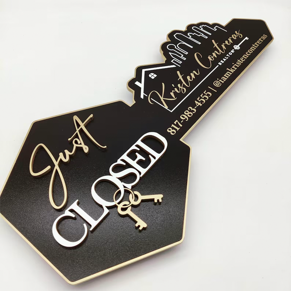 Just Closed, 3D Key Just Closed Sign, Closing Photo Prop