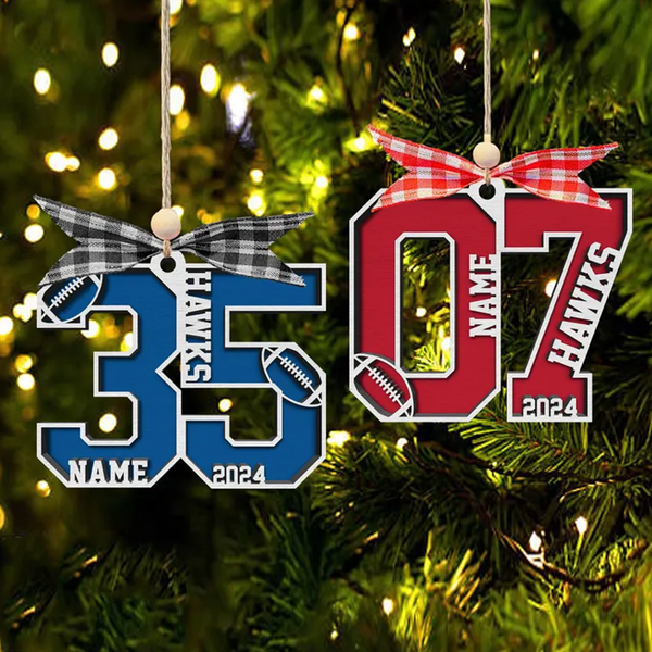 Football Number Christmas Ornament, Football Gifts