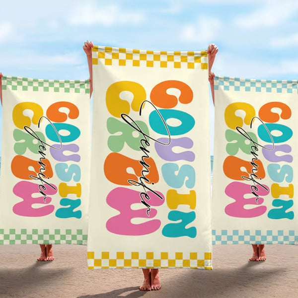 Cousin Crew Beach Towel, Summer Beach Gift For Cousin,