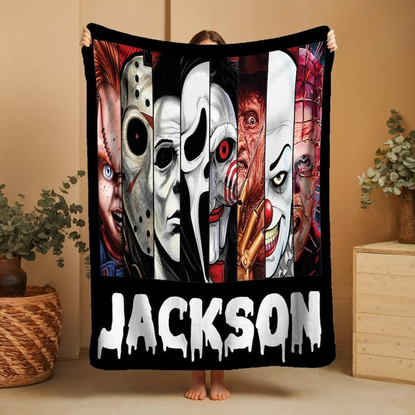 Custom Horror Movie Blanket, Scary Movie Character Throw
