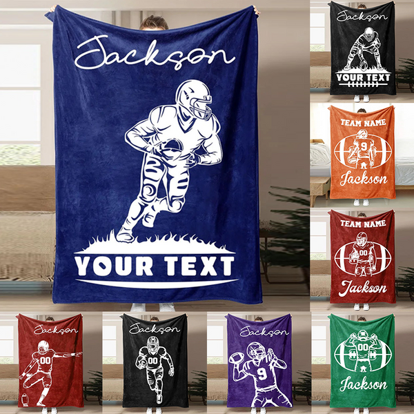 Football Customized Name and Number Blanket