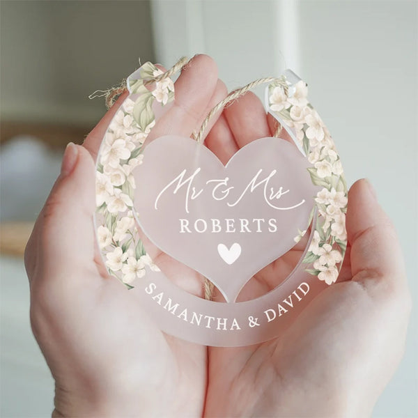 Personalised Horseshoe Wedding Gift, Mr & Mrs Gift