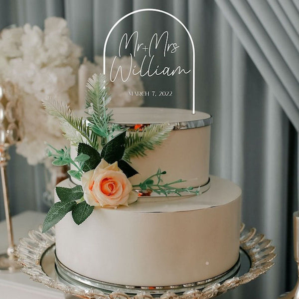 Personalized Acrylic Wedding Cake Topper | Clear | Arch
