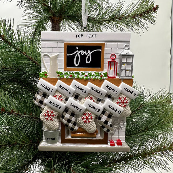 Fireplace Mantel Family Stocking Ornament