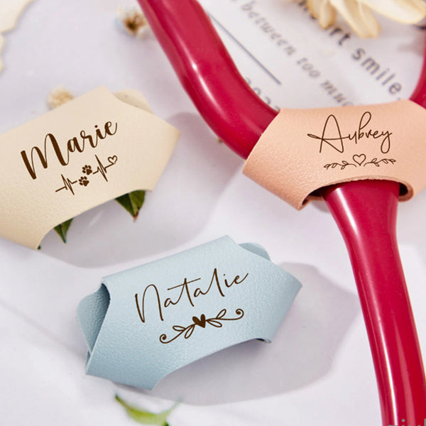 Personalized Faux Leather Stethoscope Name Tags