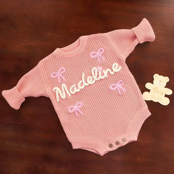 Personalized Embroidered Baby Romper, Baby Name Ruffle Romper