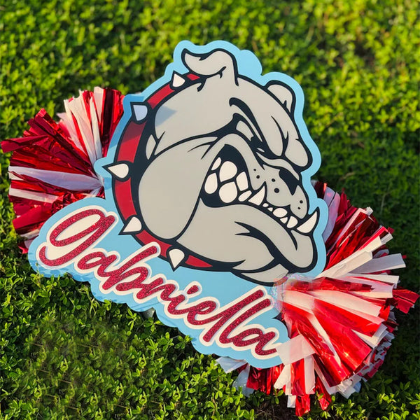 School Spirit Cheer Stick Customized With Mascot  Acrylic Name Sign | Pom Poms Sign