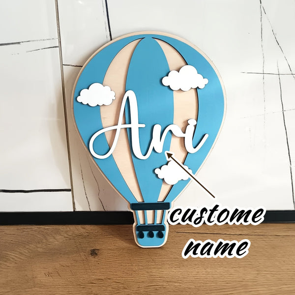 Personalized Hot Air Balloon Nameplate Hot Air Balloon Custom Sign