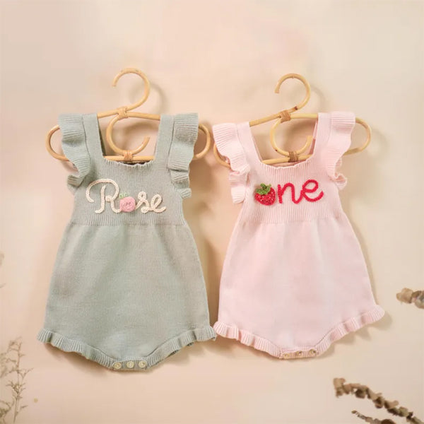 Baby Romper Embroidered| 1st Birthday Outfit Girl Baby Name