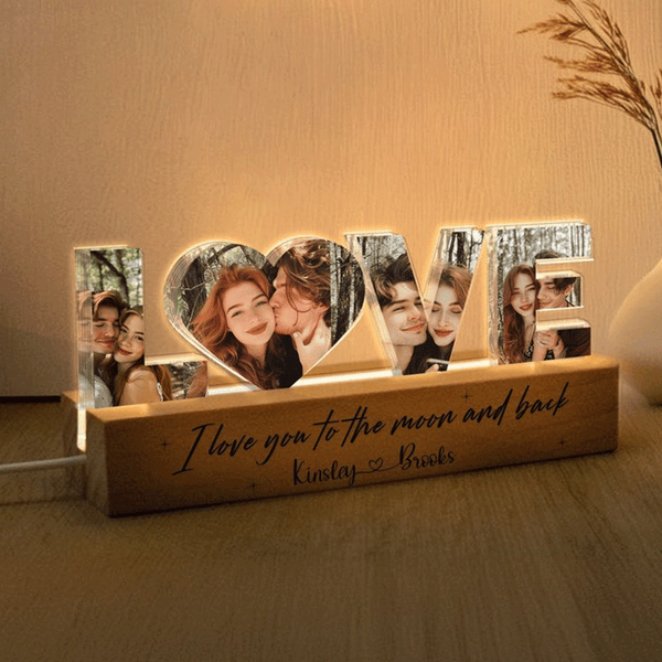Personalized Couple Photo Collage Night Light, Custom Wedding Photo Gift, Anniversary Gift, Gift for Couple, Gift for Girlfriend Boyfriend